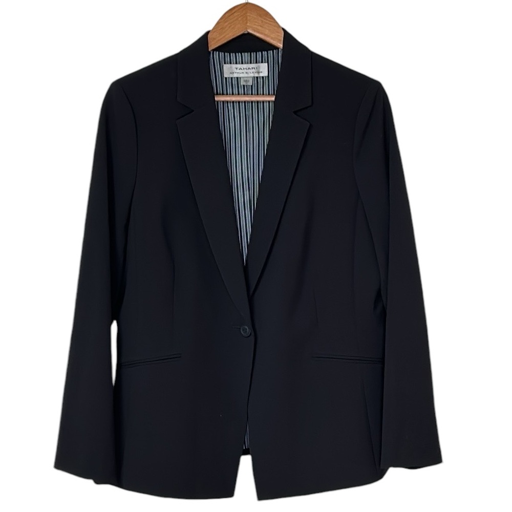Tahari  ASL Single Button Navy Blazer Size 12